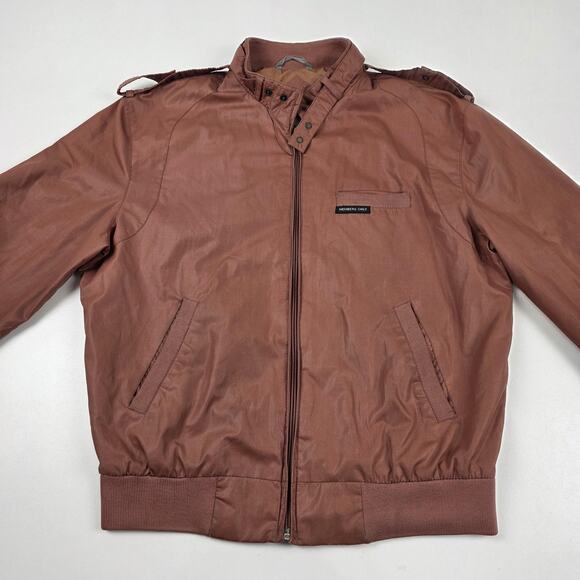 Vintage Members Only Jacket Mens Medium Brown Classic Racer Bomber Epaulets 80s - Picture 3 of 14